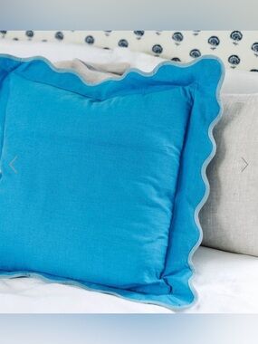 NWOT Furbish Studio Darcy Linen Pillow - Peacock + Aqua